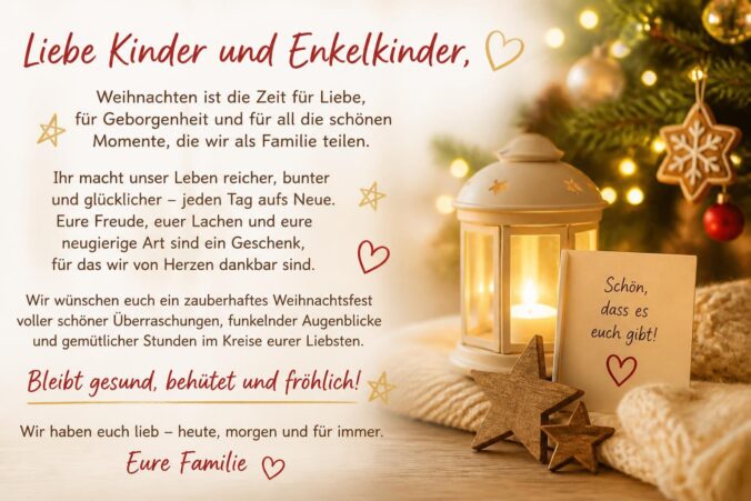 Weihnachtsgrüße für Kinder und Enkelkinder: schöne Worte für die Familie